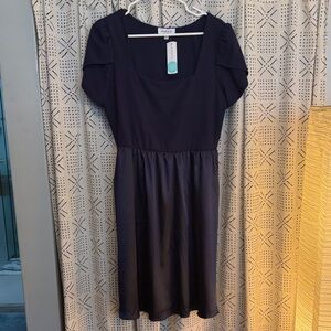 Navy Blue Square Neck Dress